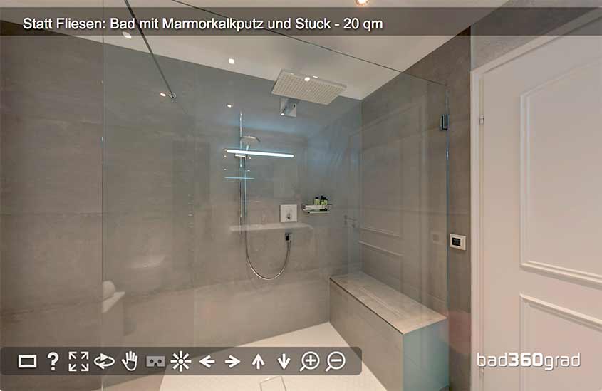 Zitzelsberger Referenz Bad Bad ohne Fugen mit Marmorkalkputz 360-Grad Vorschau